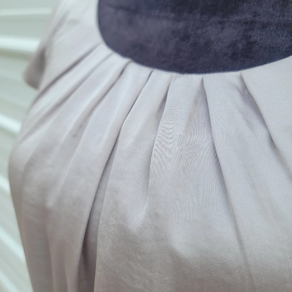 NWT H&M Sheath Dress Women Taupe Gray Satin Knee Length Cap Sleeves Belted sz 6 - Picture 12 of 15